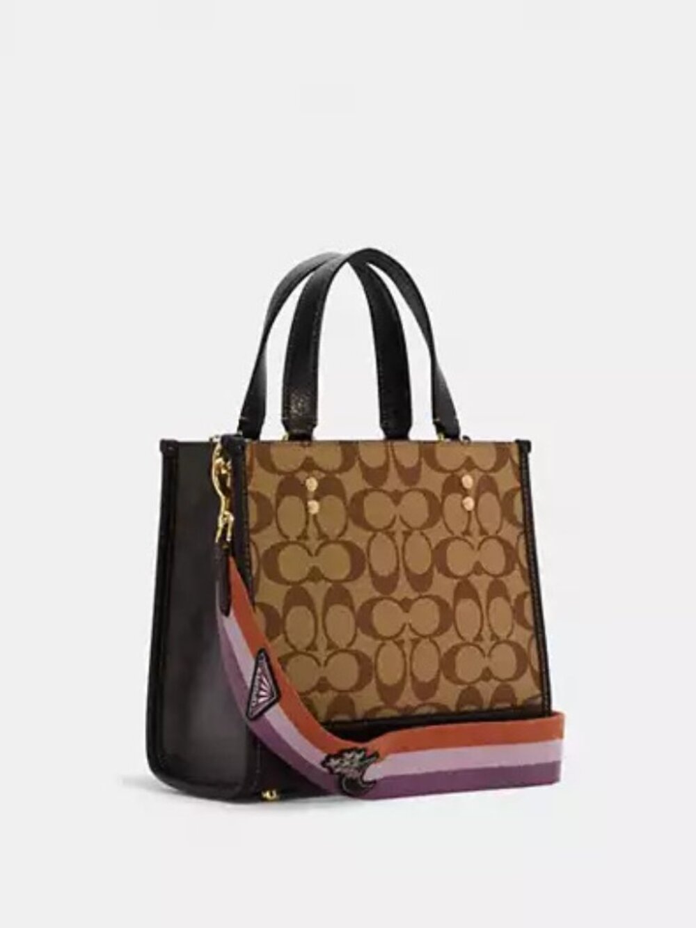 NWT Coach Dempsey Tote Bag 22 In Colourblock Signature Canvas With Disco Patches - Picture 3 of 14